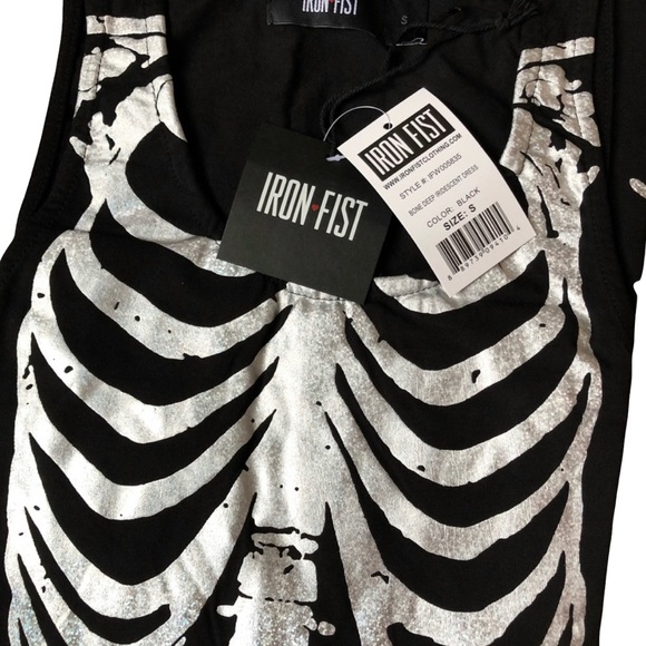 Iron Fist Dress Bone Deep Iridescent Mermaid Skeleton in Black Size Small - Picture 2 of 3